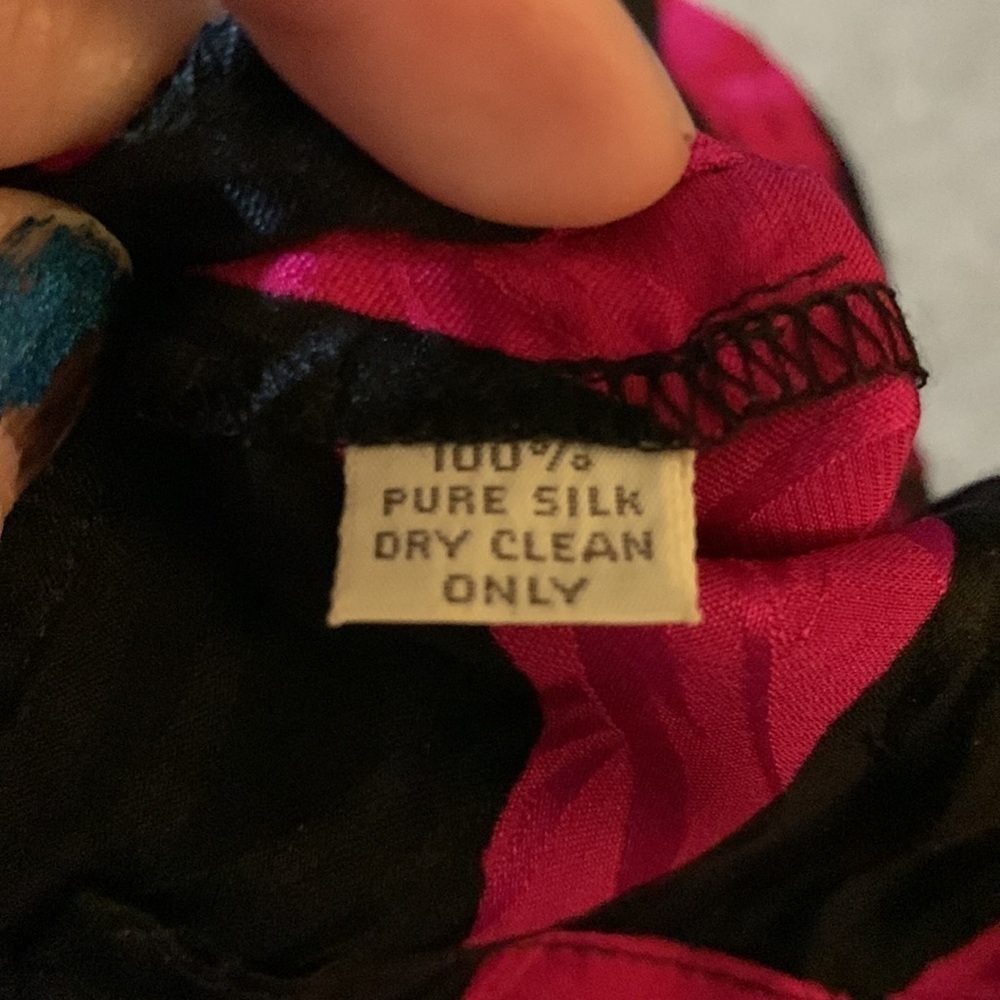 Nicole Bonwit Teller vintage midi silk dress, good condition, dark pink & black - Picture 4 of 4